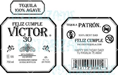 Tequila PatrÓn Silver Etiquetas Personalizables Svg Png  Etsy