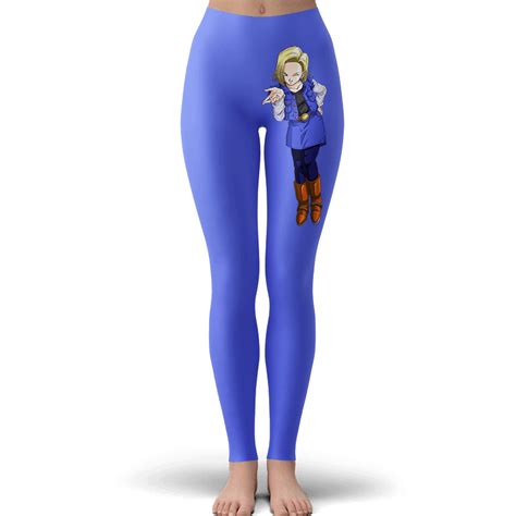 dragon ball z android 18 cute blue awesome leggings best leggings dragon ball z female robot