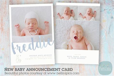 Download AN010 Newborn Baby Card Announcement ~ Postcard Templates ~ Creative Market