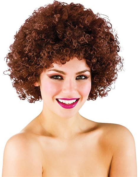 70s Brown Funky Afro Wig Adults Fancy Dress 1970s Retro Mens Ladies