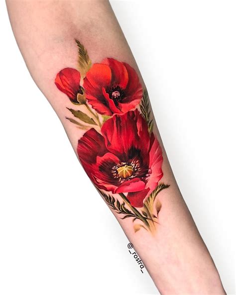 Artist Antonina Troshina Poppies Tattoo Red Poppy Tattoo Flower