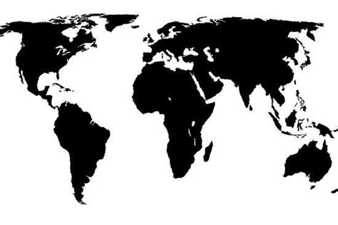 World Map Black On White Art Print Jacques70