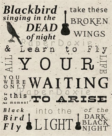 Blackbird Singing In The Dead Of Night Blackbird Print Beatles Song