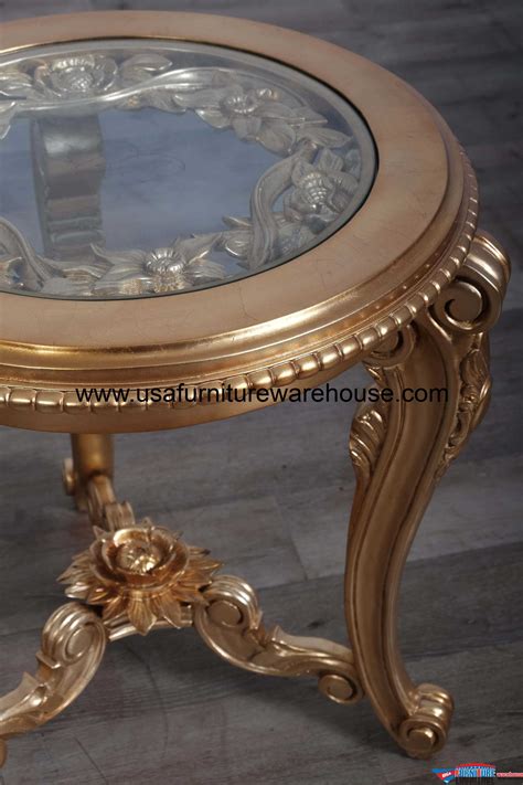 Metropolitan rose gold finish black tempered glass metal table set by inspire q bold. European Furniture Bellagio II Gold End Table - USA ...