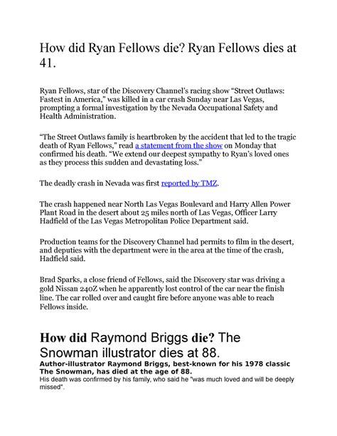 New Microsoft Word Document - How did Ryan Fellows die? Ryan Fellows