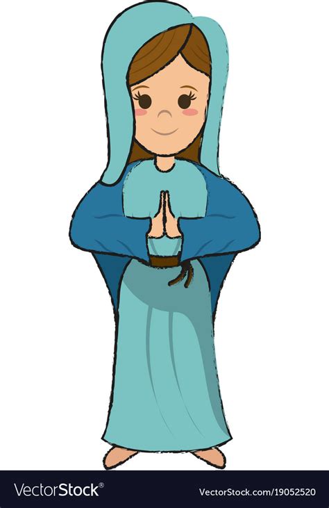 Virgin Mary Cartoon Royalty Free Vector Image Vectorstock