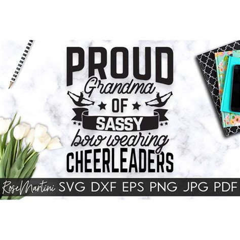 Proud Grandma Of Sassy Bow Wearing Cheerleaders Svg Cut File Inspire