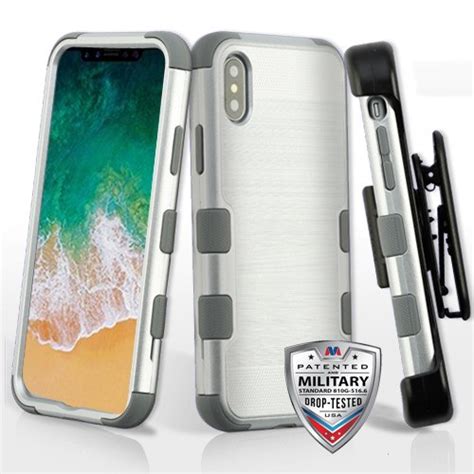 Silver Brushed Iron Gray Tuff Hybrid Phone Case Military Grade