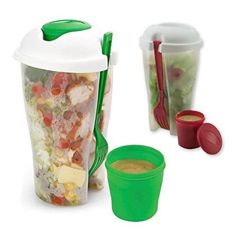 2 Pack Fresh Salad To Go Container Set With Fork And Dressing Holder