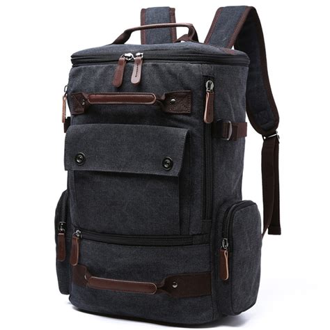 Men Laptop Backpack 15 Inch Rucksack Canvas School Bag Travel Backpacks