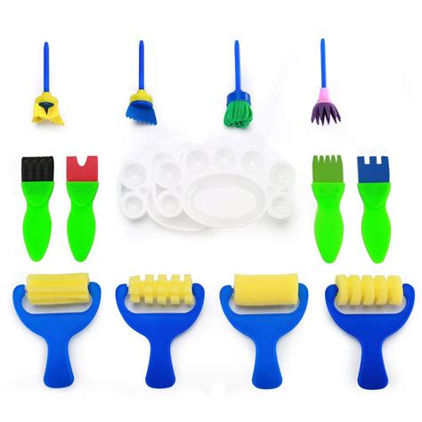 14 Pieces Kids Sponge Painting Brushes For Early Learning Mini Flower