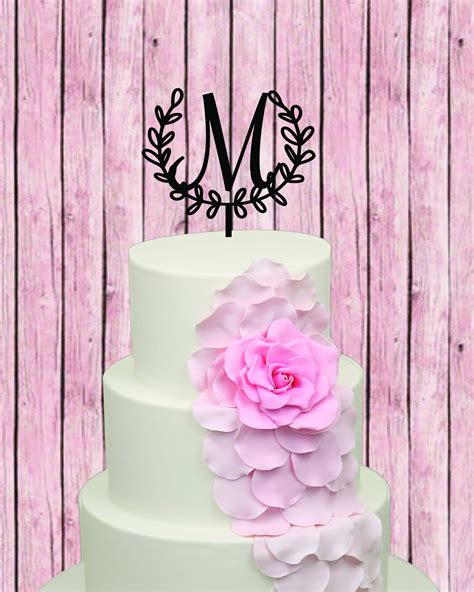 Laurel Wreath Cake Topper Personalized Wedding Cake Topper Wedding