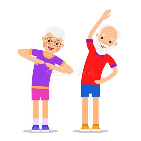 Exercice De Personnes âgées Le Couple Plus âgé Fait La Gymnastique Et