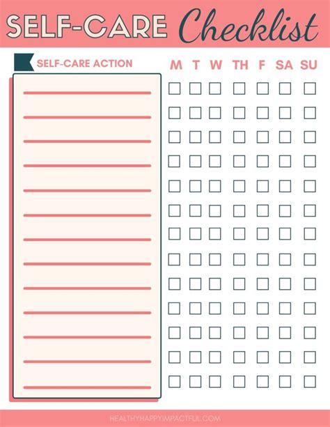 Self Care Checklist Free Printable Check Out Ideas For Things To Do
