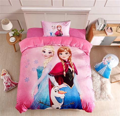 Disney Frozen Print Comforter Bedding Set 45pcs Flannel Princess Duvet