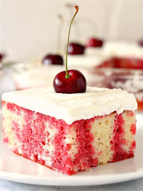 Top with fluffy frosting and fresh strawberries for a dessert that's truly. Cherry Poke Cake Recipe - Crunchy Creamy Sweet