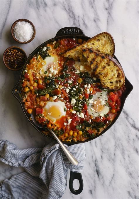 Baked Eggs With Kale Tomatoes And Chickpeas Amanda Frederickson