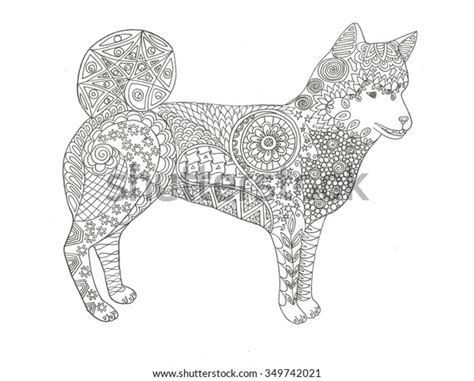 Shiba Inu Coloring Page Illustration De Stock 349742021