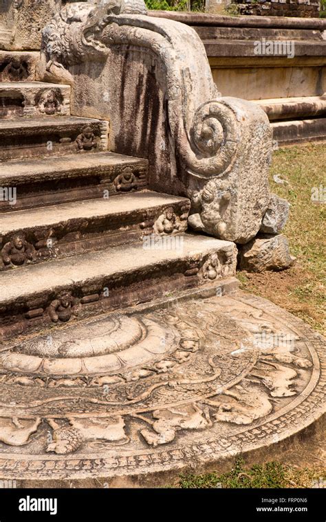 Sri Lanka Anuradhapura Thuparamaya Moonstone At Entrance Steps Of