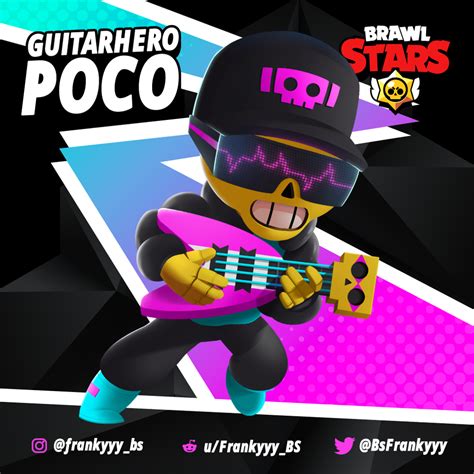 Our brawl stars skin list features all of the currently available character's skins and their cost in the game. Guitar Hero Poco Skin Idea : Brawlstars in 2020 | Guitar ...