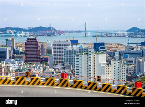 Busan Harbor And Bridge In South Korea Stock Photo Alamy