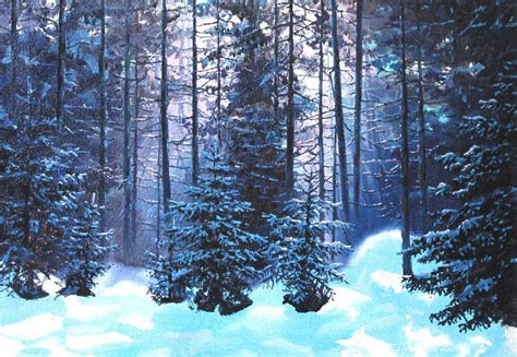 Winter Forest Oil Painting By Sergey Puzirchenko