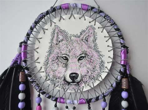 Wolf Dream Catcher Large Wall Hanging Animal Totem Etsy