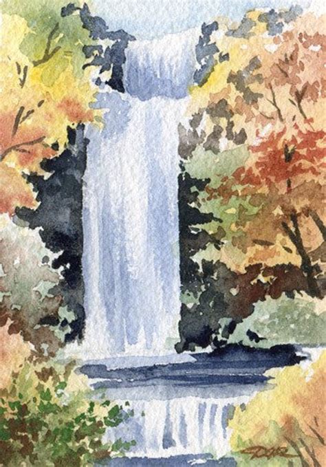 Waterfall Watercolor Fine Art Print By Artist Dj Rogers Watercolor