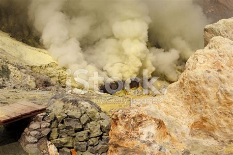 Ijen Volcano Crater Sulfur Mining Stock Photo Royalty Free Freeimages