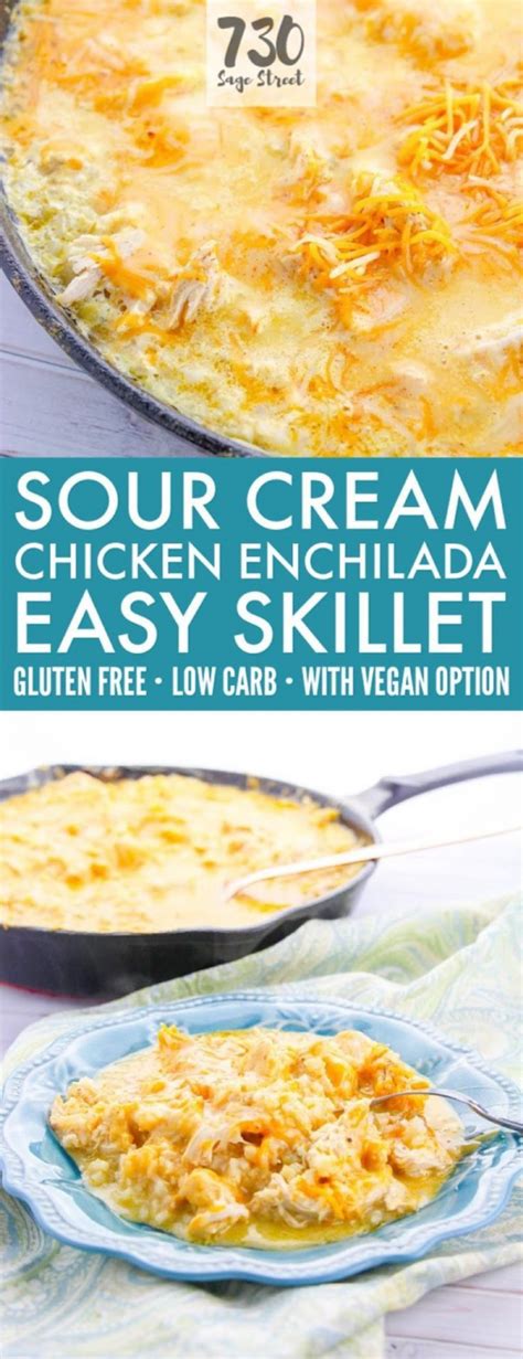 Do you love sour cream chicken enchiladas? This cheesy low carb sour cream chicken enchiladas recipe ...