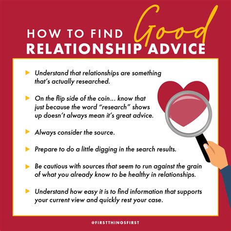 How To Find Good Relationship Advice First Things First
