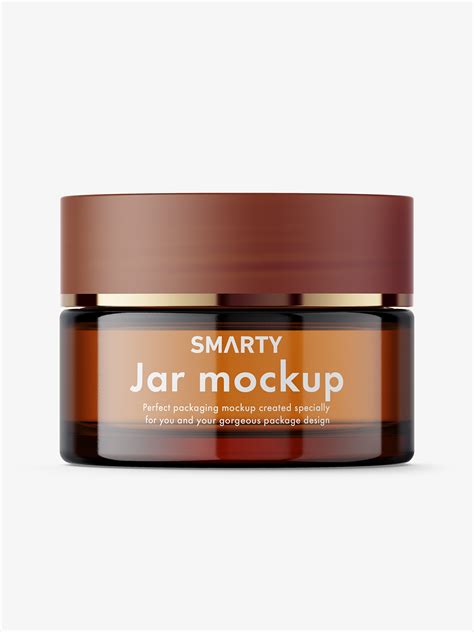 Download Cosmetic glass jar mockup / amber - Smarty Mockups