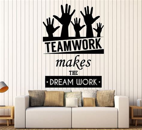 Cool Vinyl Decal Wall Sticker Office Quote Teamwork Makes The Dreamwork