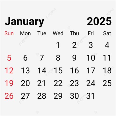 Calendario Mensual Enero 2025 Vector Png Dibujos Calendario Mensual