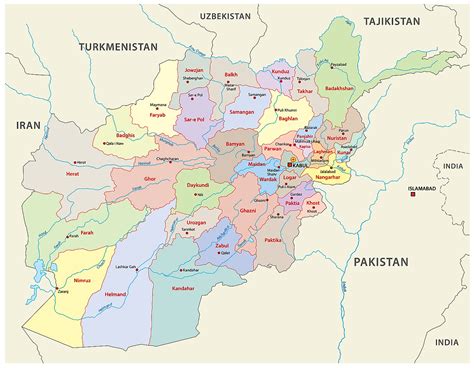 Kabul Location Afghanistan Map Vector With Capital Location Kabul For