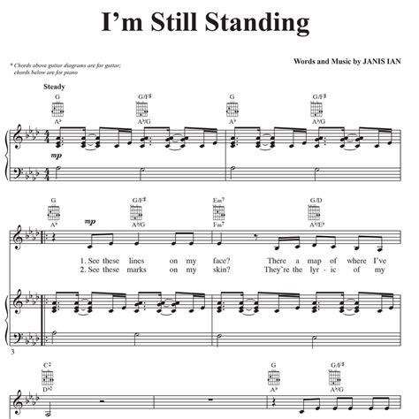 Im Still Standing Sheet Music 3 Versions Janis Ian
