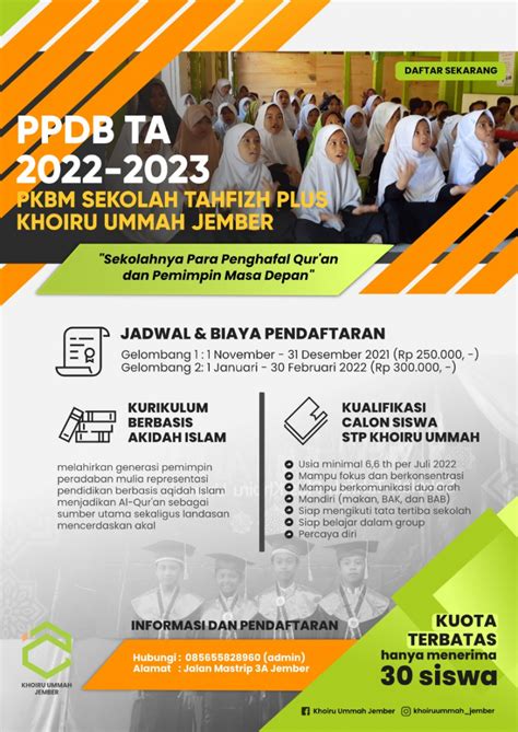 Sekolah Tahfizh Plus Khoiru Ummah Jember Buka Ppdb Tahun Ajaran 2022