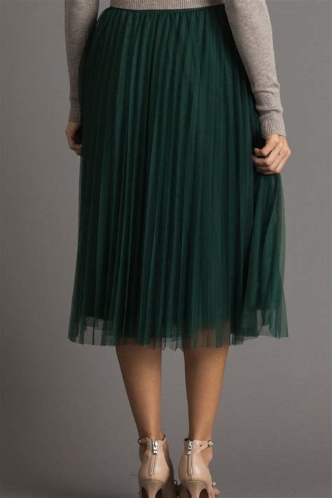 Tulle Midi Skirt Pleated In Green Vienna Morning Lavender Online