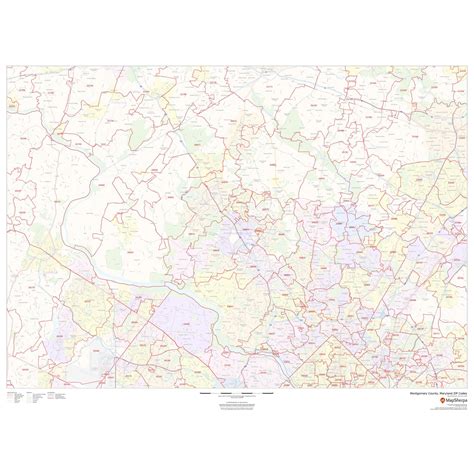 Montgomery County Maryland Zip Codes By Map Sherpa The Map Shop