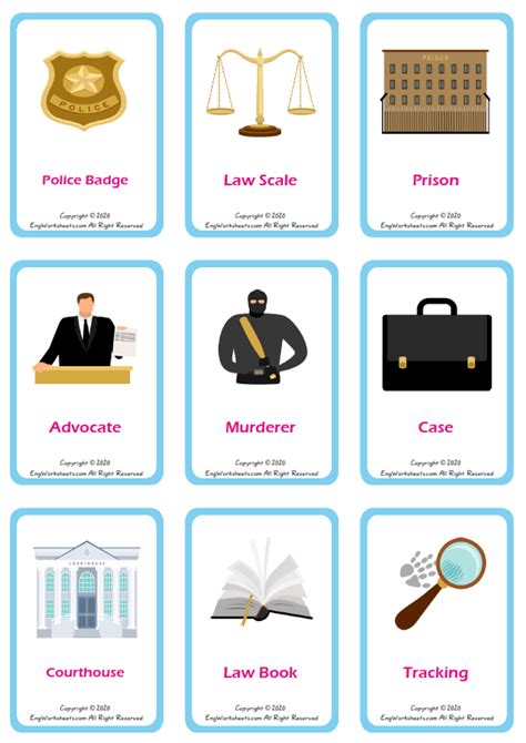 Law And Justice Printable English Esl Vocabulary Worksheets Engworksheets