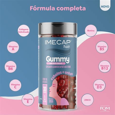 Suplemento Alimentar Imecap Hair Gummy Frutas Vermelhas 30 Pastilhas De