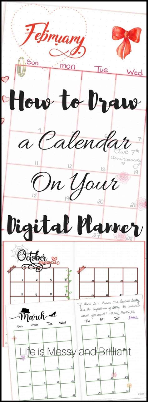 How To Draw A Calendar On Your Digital Planner