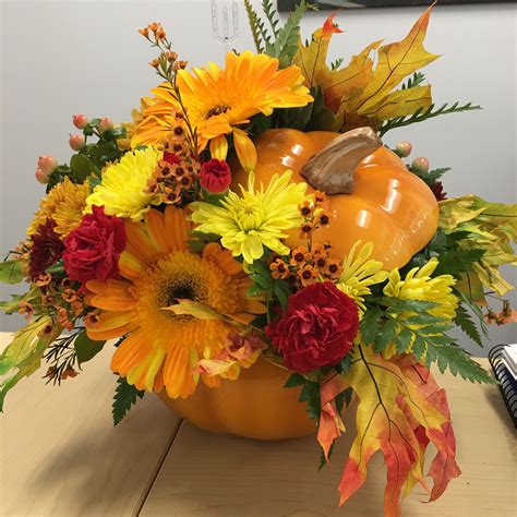 Beautiful Fresh Flower Arrangement In A Ceramic Pumpkin Perfect For The Fall Fresh Flowers