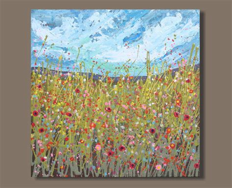 Abstract Meadow Abstract Field Flowers Painting Drip