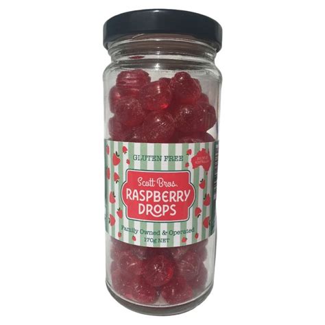 Buy Scott Bros Candy Vintage Raspberry Drops Boiled Sweets Jar 155g