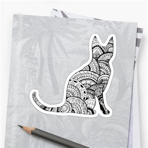 "Zentangle Cat Drawing" Stickers by ayseart-un | Redbubble