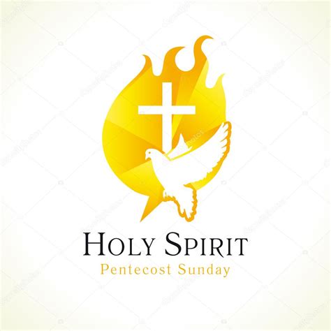Holy Spirit Pentecost Sunday Vector Greetings Fiery Flaming Shining