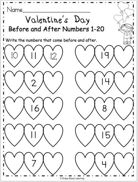 Valentine Day Math Worksheet