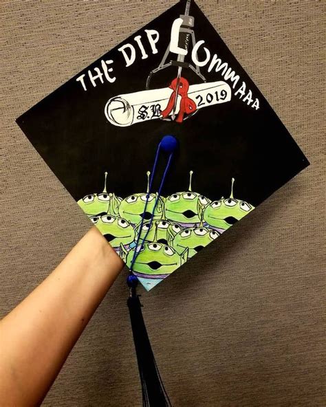 A Graduation Cap With The Words The Dip Comma Written On It Is Being