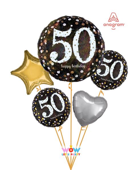 Sparkling 50th Birthday Balloon Bouquet Wow Lets Party
